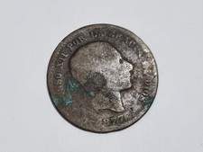 Antica moneta spagnola Spagna 5 centesimi 1877 OM Peseta