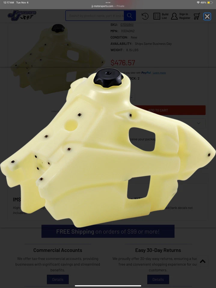 IMS part# 113336  Gas Tank Ktm 15-19 250/350/450/500 p - Image 3 of 3