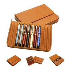 Handmade Leather 12 Slot Hard Fountain Pen Case Pen Organizer Storage Box Gift