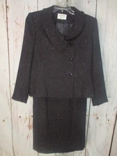 KASPER 10 Black Blazer & Skirt Suit Evening Occasion W/ Sparkle