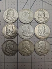 [Lot of 9]  Franklin Half Dollar Coins - 90% Silver