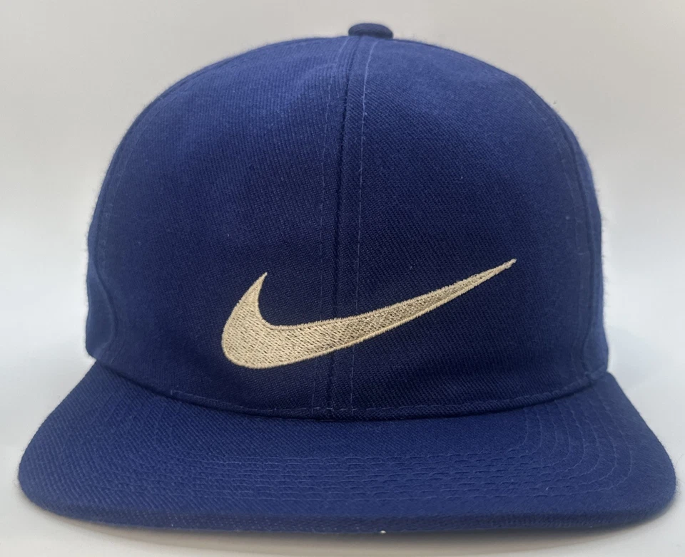 De colección Años 90 Nike Equipo Deportes Único Swoosh Snapback Azul Coleccionable Foto 4 de 4