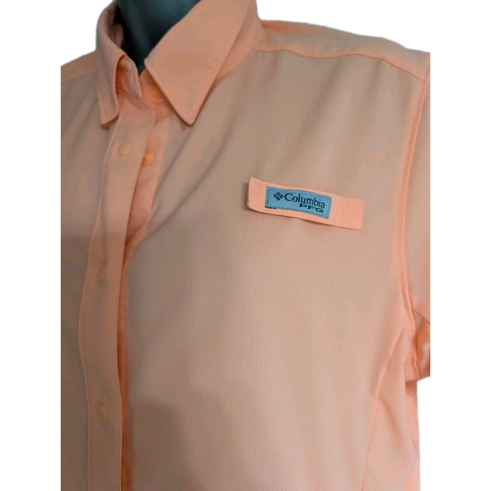 Рубашка с коротким рукавом женская Columbia PFG M оранжевая универсальная с застежкой вентилируемая 0379 - Изображение 3 из 4