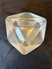 Vintage MCM Frosted Crystal Faceted Glass Triangle Ashtray