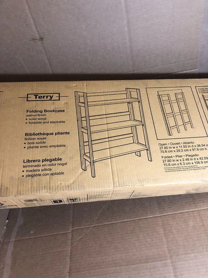 Winsome 3 - Shelf Folding Stackable Bookcase 27.5" Wide - Walnut - Image 4 of 4