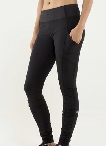 LULULEMON Speed Tight III Ruched Ankle Black Full Legging Pocket Womens Sz  4 | eBay
