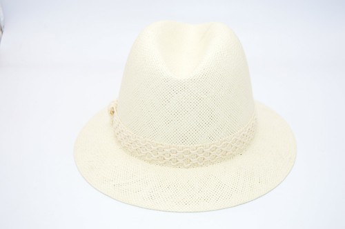 Empire State Hemp Band Fedora Hat Straw Size Medium Made in USA Off White Ivory - Picture 4 of 6
