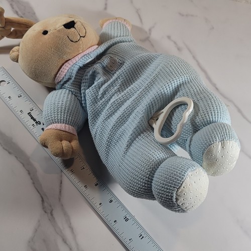 KIDS II BLUE WAFFLE PATTERN TEDDY BEAR PLUSH CRIB PULL MUSICAL LOVEY CIRCA 1999 - Picture 10 of 12