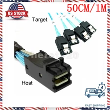 Internal HDD Mini SAS Cable SFF-8643 To 4 SATA Connect to Hard Drive 0.5 or 1M