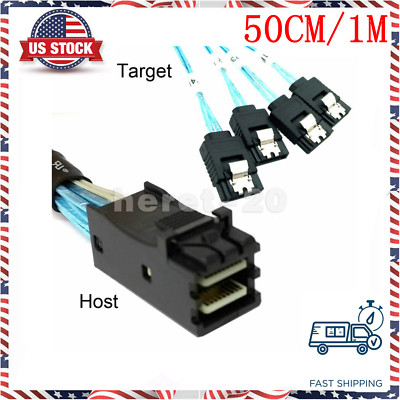 Internal HDD Mini SAS Cable SFF-8643 To 4 SATA Connect to Hard Drive 0.5 or 1M