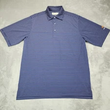 Donald Ross Golf Shirt Mens Medium Blue Stripe Short Sleeve Oaktree National