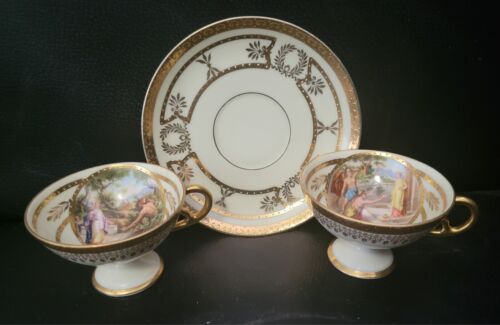 Dresden Germany Roman Hand Painted Gold Encrusted Portrait Tea Cup And Saucer! - Picture 1 of 20