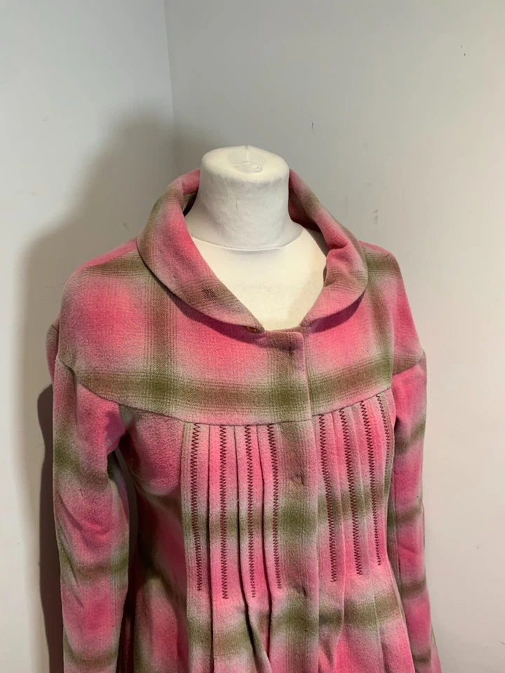 Odd Molly plaid wool coat Size 2 UK 10 *flaw pleated fitted lined cute pretty - Image 3 of 4