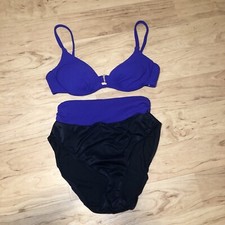 Vintage Catalina High Waist Purple Black Bikini Swimsuit Size Small