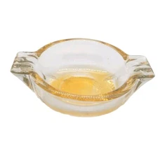 Orb Ashtray Carnival Iridescent Marigold Base Round 6 Slot Heavy Vintage Atomic