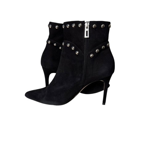 Schutz Schutz Lilly Studded Suede Heeled Ankle Booties Black Whimsy Goth 8.5B - Picture 4 of 9