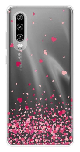 Coque en silicone imprimée compatible Huawei P30 Confettis de Coeurs Rose - Imagen 1 de 3