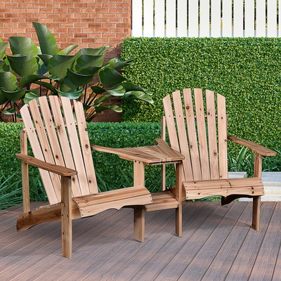 Outdoor Wood Adirondack Chair with Coner Table Patio ...
