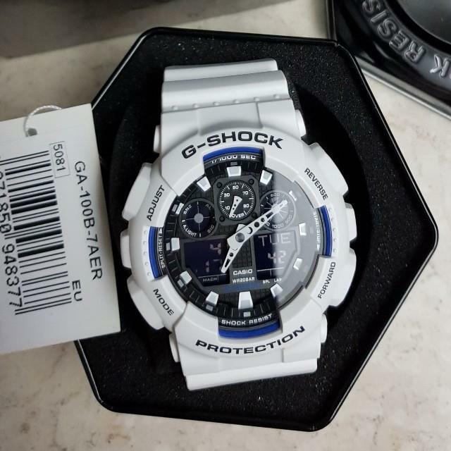 Casio G-Shock GA-100B-7A Matte White Resin Analog Digital Casio G-Shock GA-100B-7A Matte White Resin Analog Digital