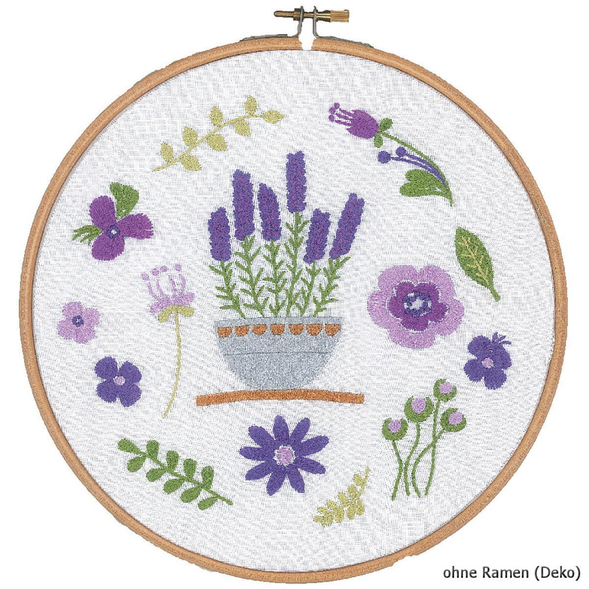 Vervaco stamped embroidery kit with ring Lavender, DIY