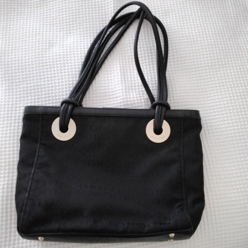 Oroton Stencil Tote - Black - Canvas and Leather