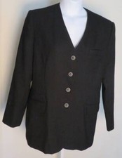  FLAWS Vtg 90s SAG HARBOR Black Wool Suit BLAZER Jacket Ladies Sz 16 Classic