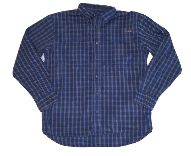 Cabela's Mens Size Large Long Sleeve Striped Button Down Shirt Velcro