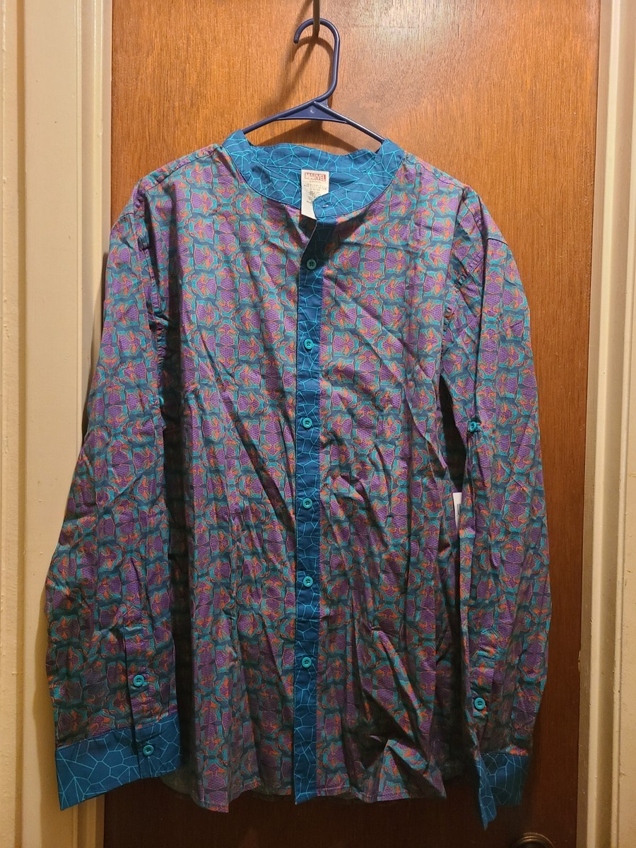 Marvel Black Panther Wakanda Forever L Button Down Shirt Mens L