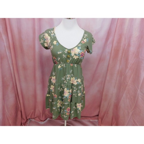 NOBO No Boundaries abito pattinatore floreale donna XS verde oliva manica corta
