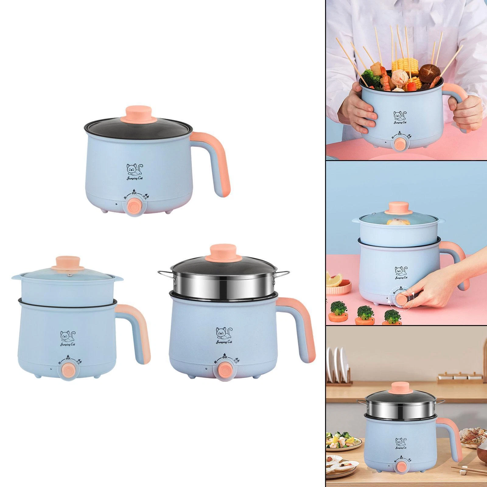 Electric Hot Pot Adjustable Multifunctional Nonstick for Eggs Noodles Steak