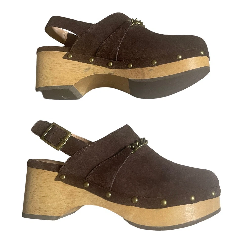 Zuecos Anthropologie Silent D Georgia de gamuza de cuero marrón talla 36 usados en excelente estado Foto 3 de 4