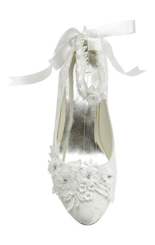Jiajia Bridal Shoes White Lace Pearl Shoes Floral Women's UK Size 6.5 - Picture 13 of 13