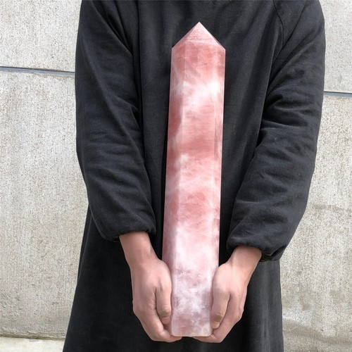 19.5LB Natural Rose Quartz Crystal Obelisk Wand Point Cystal Reiki Tower Heal - Picture 7 of 20