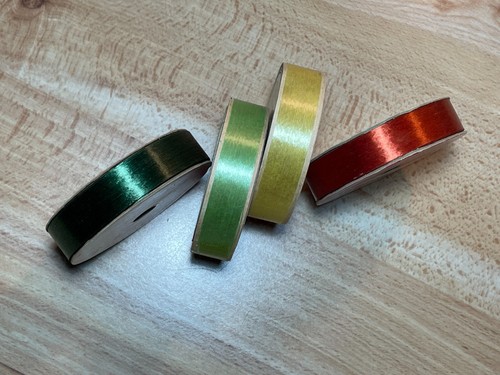 Vtg 3 Sasheen Christmas Ribbon Craft 3M USA 5/8” Green Rust Pastel Yellow Green - Picture 12 of 15