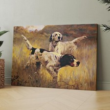 Stampa artistica da parete su tela cani da caccia vittoriani setters in the field inglese