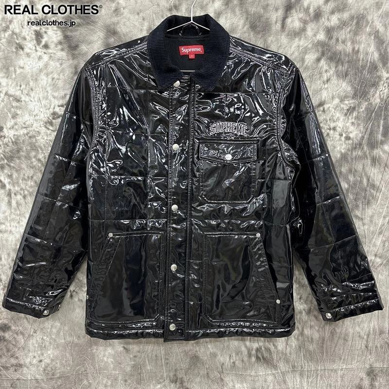 Veste de travail Supreme 18SS matelassée vinyle verni noir taille S bouton survêtement