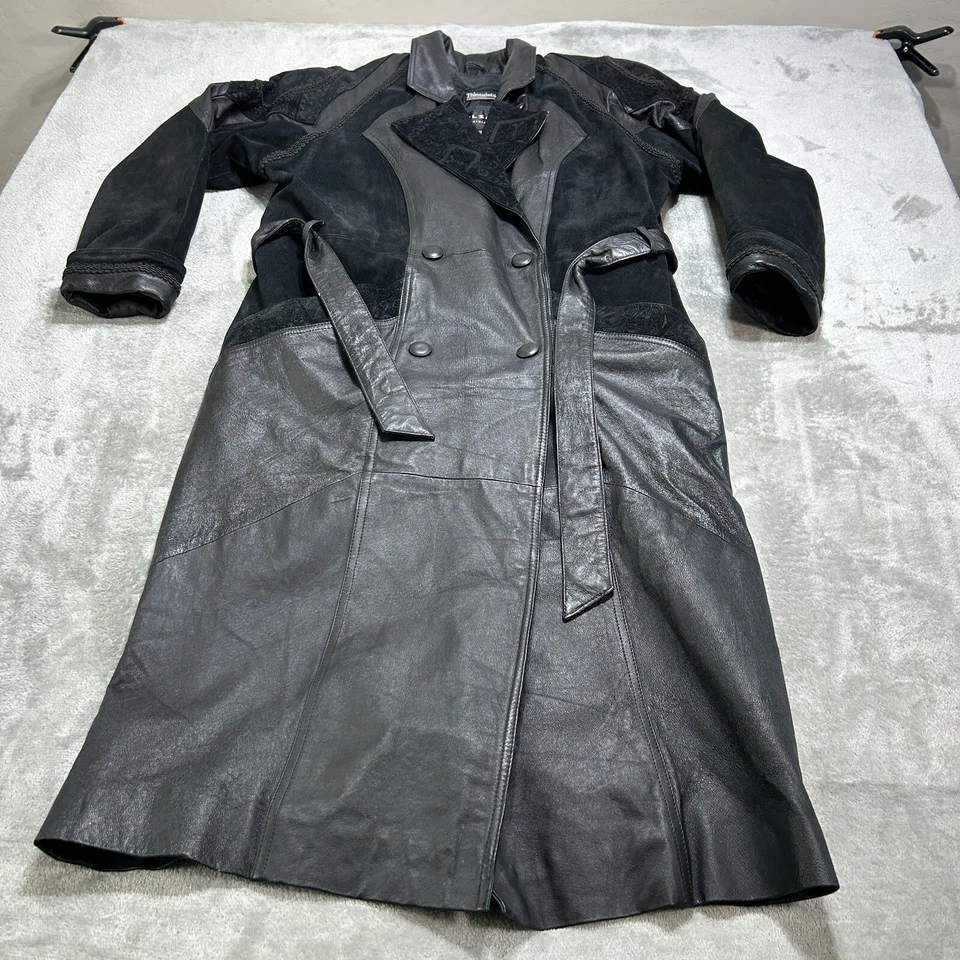 Abrigo de cuero vintage Wilsons para mujer S Paisley Trench Western con cinturón Foto 2 de 4