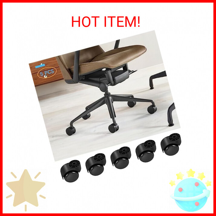 2 Inch Black Silent Stemless Caster,Office Chair Wheels Replacement