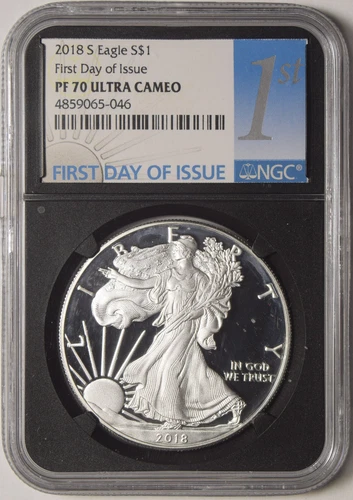 2018-S Silver Eagle NGC PF-70 Ultra Cameo First Day of Issue Retro Holder