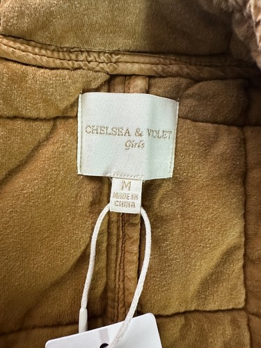 Chelsea & Violet Girls Junior Bomber Jacket Coat Medium Distressed Brown Camel - Picture 11 of 15