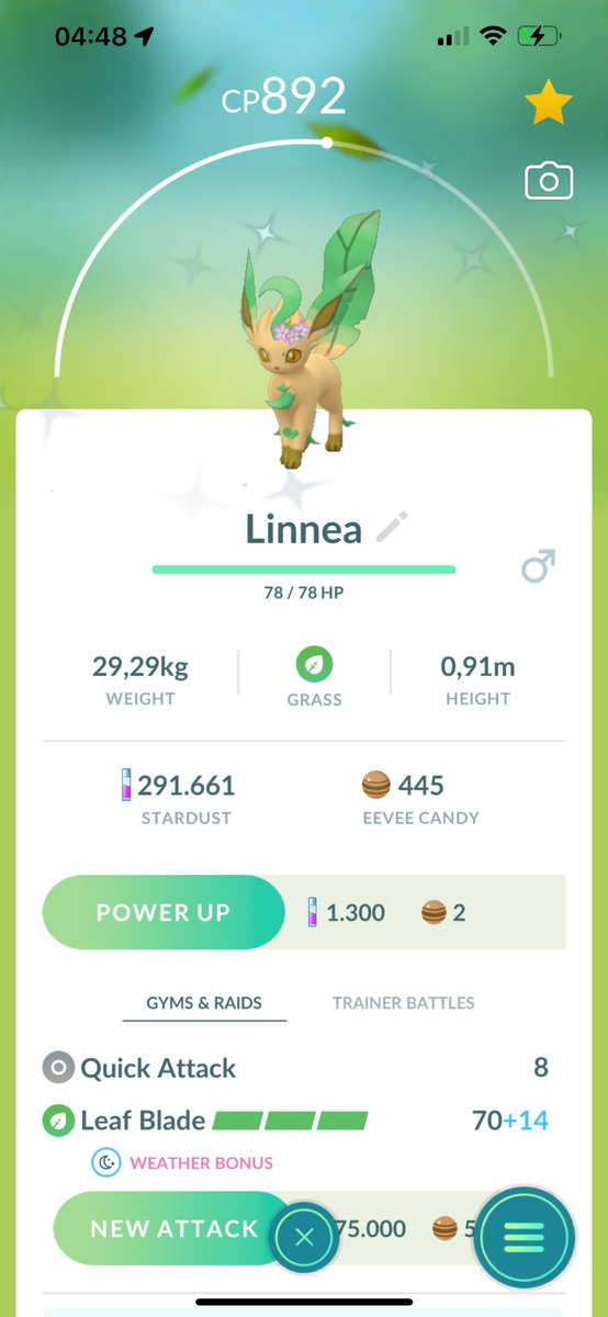 Shiny Leafeon ( Eevee Evolution ) Pokemon Trade Go