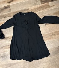 Express Dress Womens Black Long Sleeve XS Fit Flair Key Hole