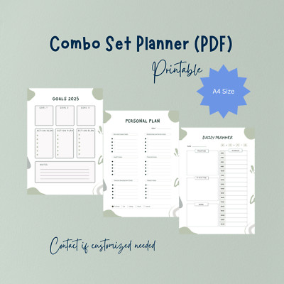 Combo Set Planner Printable (PDF Format) Minimalist | eBay