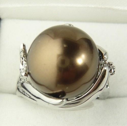 7Colors 14mm South Sea Round Shell Pearl Gemstone Jewelry Ring Size AAA+ - Picture 8 of 8