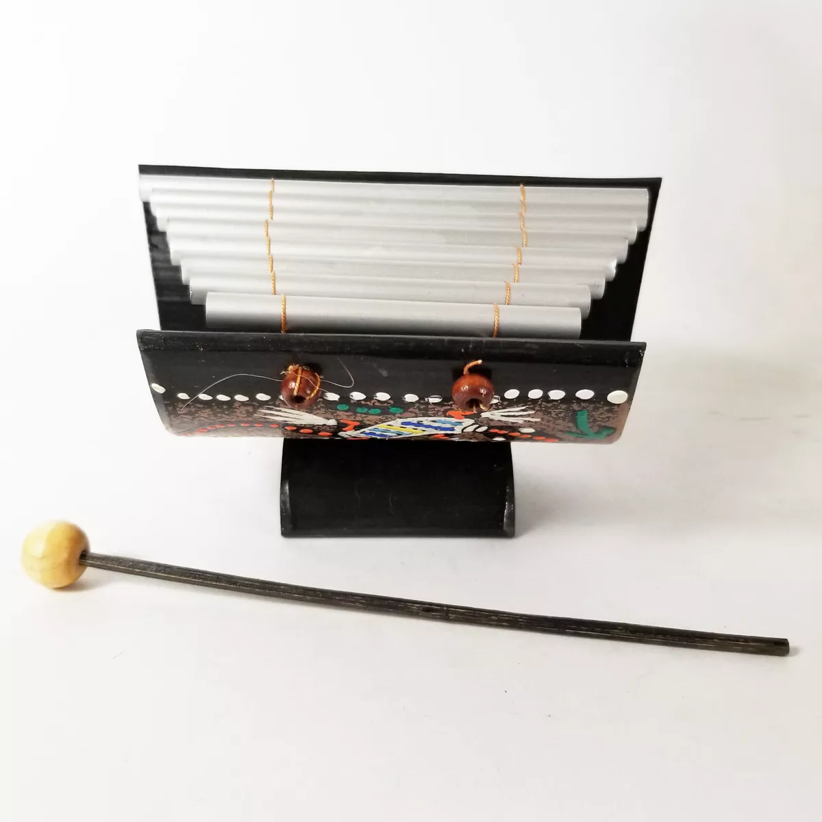 Xylophone 8 Pipes Single Octave Percussion Wood Bamboo Aluminum Hand Paint Gecko