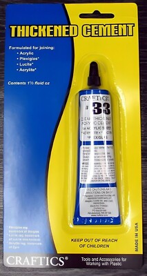Craftics Thickened Cement for Acrylic #33 -1.5 oz tube  #1106031 '' NEW ''