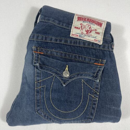 vraie religion BILLY bootcut jeans homme 36 x 26 fabriqué aux États-Unis pantalon poches à rabat - Photo 1 sur 8