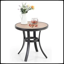 Patio Round Side Table Outdoor & Indoor Small End Table Coffee Bistro Table