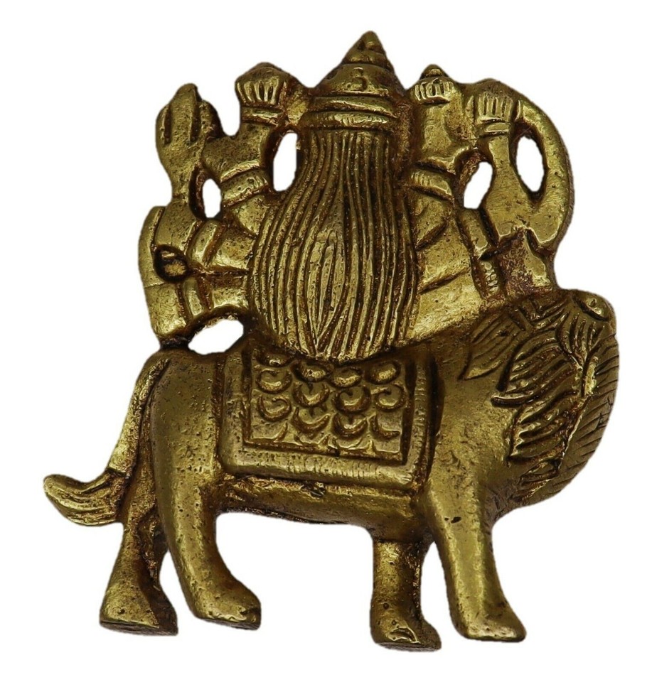 Goddess Durga Statue Handmade Brass Figurine Figure Maa Sherawali