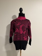 Vintage 90s Abstract Patterned Italian Wool Sweater